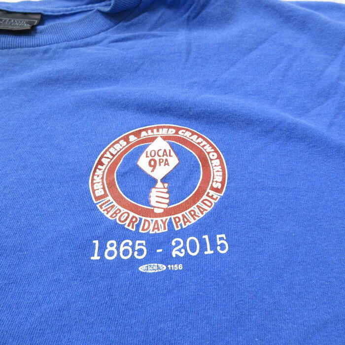 【中古】古着 半袖Tシャツ メンズ 鳥 大きいサイズ 2L LL ビッグシルエット ゆったり ビッグサイズ オーバーサイズ コットン クルーネック 丸首 USA製 アメリカ製 青 ブルー XLサイズ 中古 | 春夏 夏物 夏服 メンズファッション カットソー ティーシャツ ティシャ 5OF