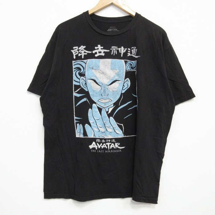 【中古】古着 半袖Tシャツ メンズ アニメ アバター伝説の少年アン クルーネック 丸首 黒 ブラック XLサイズ 中古 | 春夏 夏物 夏服 メンズファッション カットソー ティーシャツ ティシャツ メンズTシャツ 半袖Tシャツ 半袖ティーシャツ カジュアルTシャツ おしゃ 5OF