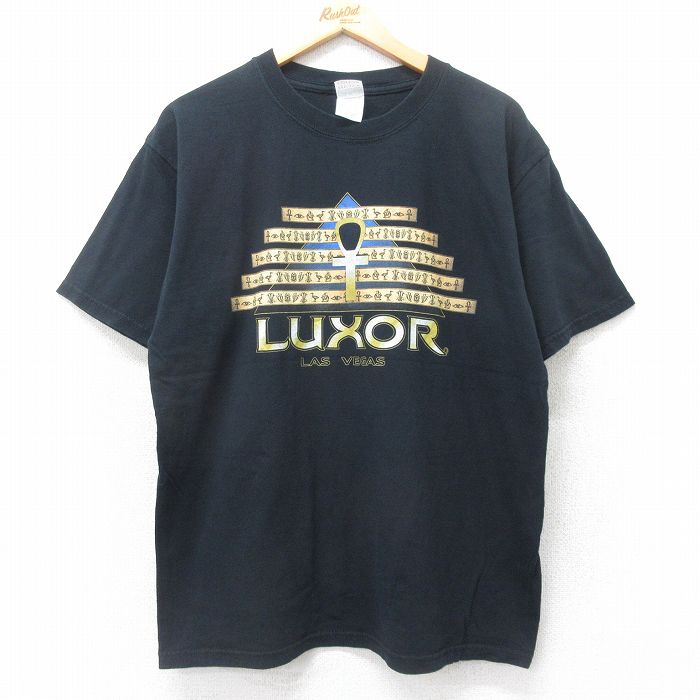 【中古】古着 半袖 ビンテージ ヴィンテージTシャツ メンズ 00年代 00s LUXOR ラスベガス コットン クルーネック 丸首 黒 ブラック Lサイズ 中古 | 春夏 夏物 夏服 ヴィンテージTシャツ メンズファッション カットソー ティーシャツ ティシャツ メンズTシャツ 半(4.0)