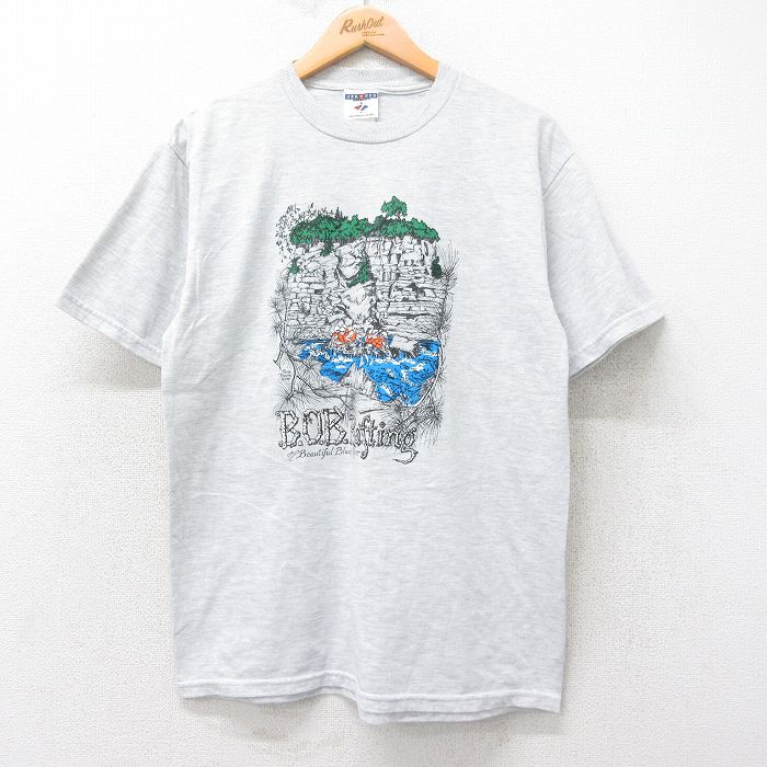 Rakuten - 【中古】古着 ジャージーズ 00s ヴィンテージTシャツ メンズ 薄グレー 霜降り Mサイズ BOB Rafting クルーネック 半袖 アメカジ ストリート カジュアル きれいめ