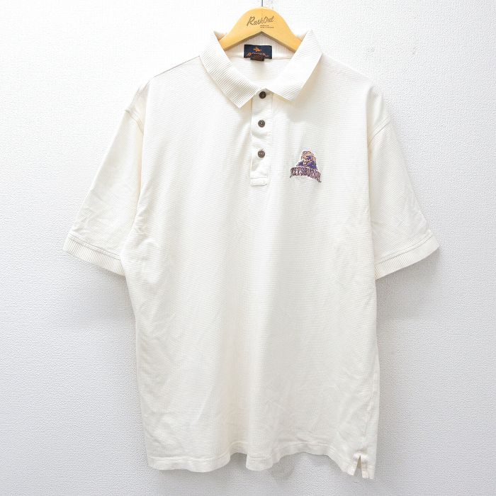乐天商城 - 【中古】古着 半袖 ポロシャツ メンズ 00年代 00s ピッツバーグ 鹿の子 大きいサイズ 2L LL ビッグシルエット ゆったり ビッグサイズ オーバーサイズ コットン 生成り XLサイズ 中古 トップス | 春夏 春物 春服 夏物 夏服 カジュアルシャツ メンズファッション 半