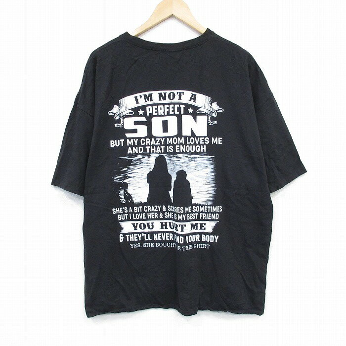 【中古】古着 半袖Tシャツ メンズ SON 大きいサイズ 2L LL ビッグシルエット ゆったり ビッグサイズ オーバーサイズ コットン クルーネック 丸首 黒 ブラック XLサイズ 中古 | 春夏 夏物 夏服 メンズファッション カットソー ティーシャツ ティシャツ メンズTシャ