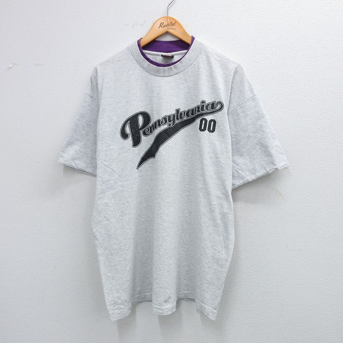 【中古】古着 SIGNAL 半袖 ビンテージ ヴィンテージTシャツ メンズ 90年代 90s ペンシルベニア コットン クルーネック 丸首 USA製 アメリカ製 薄グレー 霜降り他 XLサイズ 中古 春夏 夏物 夏服 ヴィンテージTシャツ メンズファッション カットソー ティーシャツ