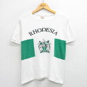 【中古】古着 半袖 ビンテージ ヴィンテージTシャツ メンズ 80年代 80s RHODESIA クルーネック 丸首 白他 ホワイト Lサイズ 中古 | 春夏 夏物 夏服 ヴィンテージTシャツ メンズファッション カットソー ティーシャツ ティシャツ メンズTシャツ 半袖Tシャツ 半袖テ