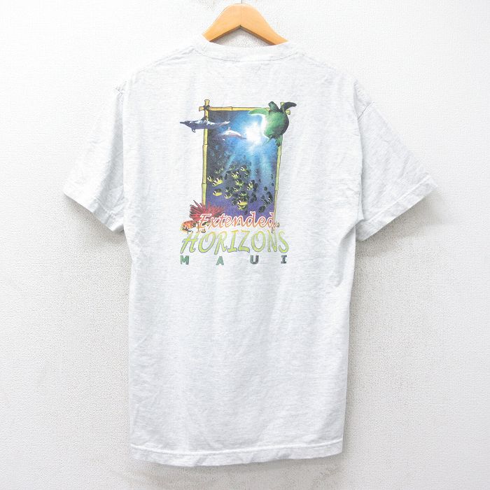 Rakuten - 【中古】古着 半袖 ビンテージ ヴィンテージTシャツ メンズ 00年代 00s マウイ カメ イルカ 魚 クルーネック 丸首 薄グレー 霜降り Lサイズ 中古 | 春夏 夏物 夏服 ヴィンテージTシャツ メンズファッション カットソー ティーシャツ ティシャツ メンズTシャツ 半
