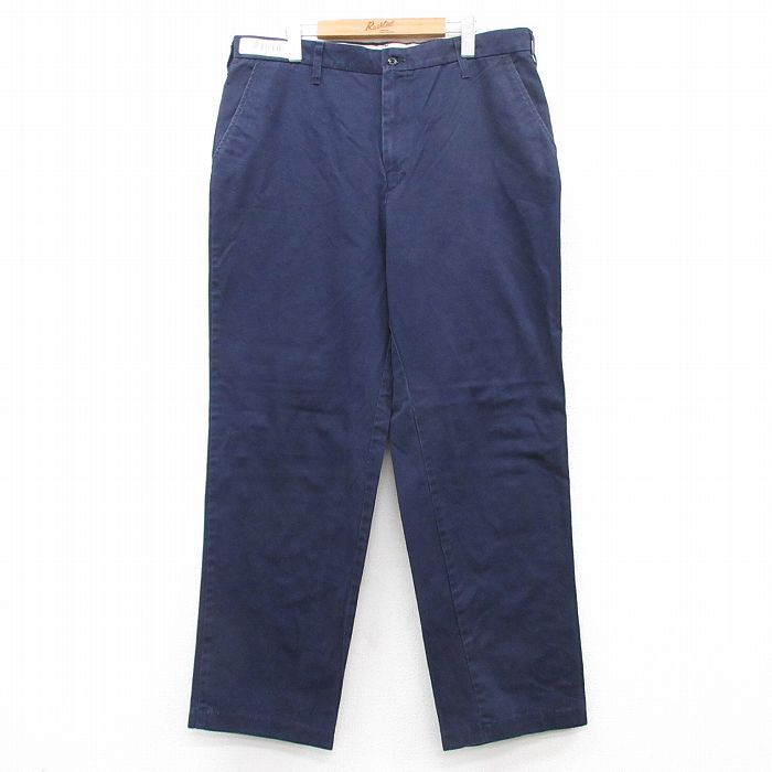 【中古】古着パンツ メンズ コットン 紺 ネイビー W38 中古 ボトムス ロング | 春夏 春物 春服 秋冬 秋物 秋服 長ズボン カジュアル メンズファッション ファッション おしゃれ