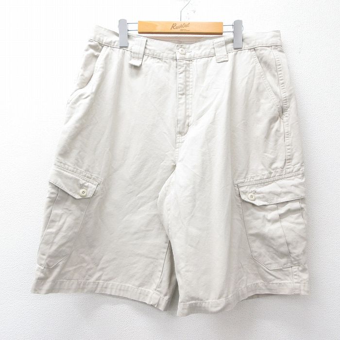Rakuten - 【中古】古着 00s ショートカーゴパンツ メンズ W37 薄ベージュ コットン ミリタリー ワーク ショーツ アメカジ ストリート カジュアル きれいめ ヴィンテージ 25jul29