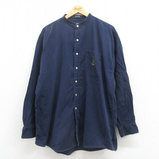 【中古】古着 ラルフローレン Ralph Lauren チャップス 長袖 ブランドシャツ メンズ 90年代 90s ワンポイントロゴ 大きいサイズ 2L LL ビッグシルエット ゆったり ビッグサイズ オーバーサイズ コットン ノーカラー 紺 ネイビー XLサイズ 中古 トップス | 春夏 春 【中古】古着 ラルフローレン Ralph Lauren チャップス 長袖 ブランドシャツ メンズ 90年代 90s ワンポイントロゴ 大きいサイズ 2L LL ビッグシルエット ゆったり ビッグサイズ オーバーサイズ コットン ノーカラー 紺 ネイビー XLサイズ 中古 トップス | 春夏 春