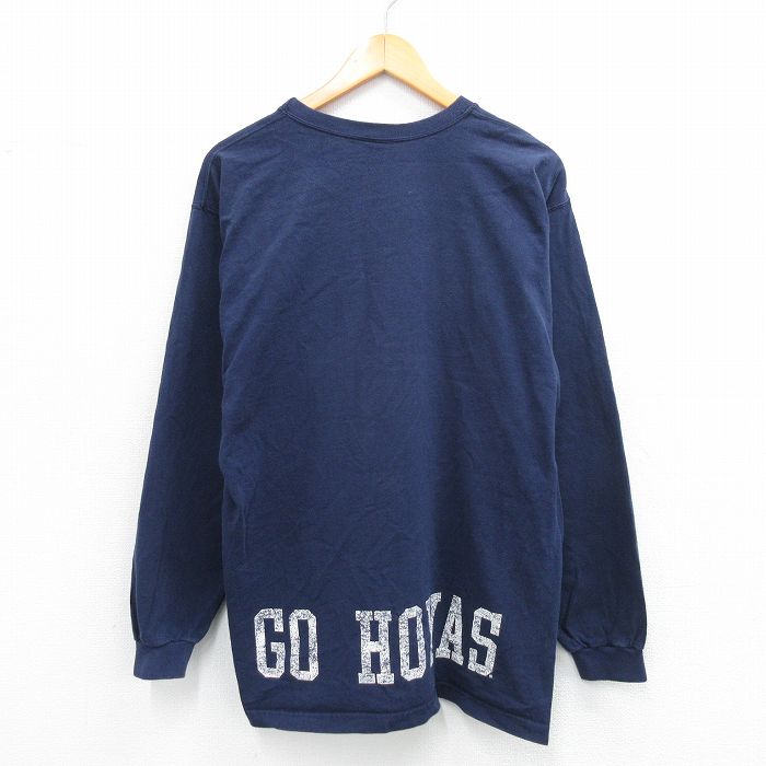 【中古】古着 長袖 ビンテージ ヴィンテージTシャツ メンズ 90年代 90s GU HOYAS コットン クルーネック 丸首 USA製 アメリカ製 紺 ネイビー XLサイズ 中古 | 春夏 春物 春服 秋冬 秋物 秋服 メンズファッション ロンT カットソー ロンティー ロングT ロングTシャ