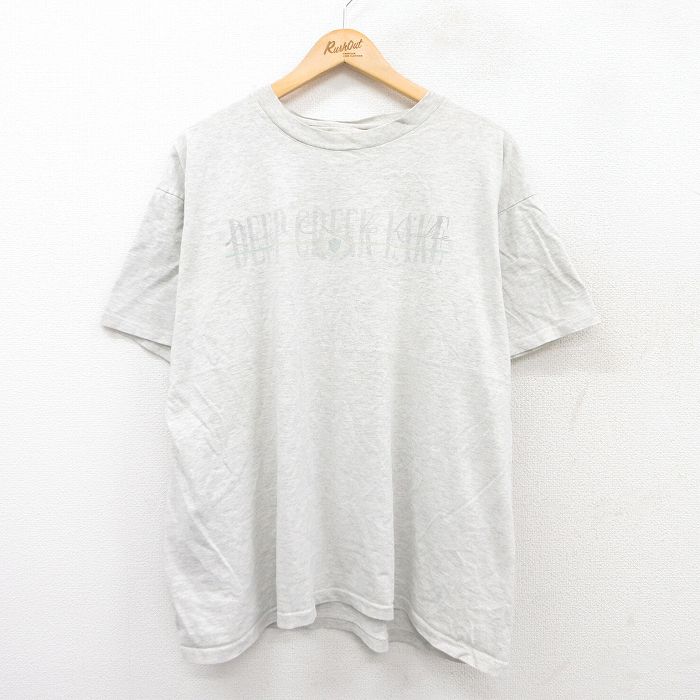 乐天商城 - 【中古】古着 半袖 ビンテージ ヴィンテージTシャツ メンズ 90年代 90s DEEP CREEK LAKE 大きいサイズ 2L LL ビッグシルエット ゆったり ビッグサイズ オーバーサイズ コットン クルーネック 丸首 USA製 アメリカ製 薄グレー 霜降り XLサイズ 中古 | 春夏 夏物 夏