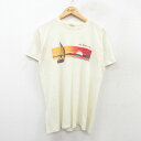 【中古】古着 半袖 ビンテージ ヴィンテージTシャツ メンズ 80年代 80s ヨット クルーネック 丸首 薄黄 イエロー Lサイズ 中古 | 春夏 夏物 夏服 ヴィンテージTシャツ メンズファッション カットソー ティーシャツ ティシャツ メンズTシャツ 半袖Tシャツ 半袖ティ