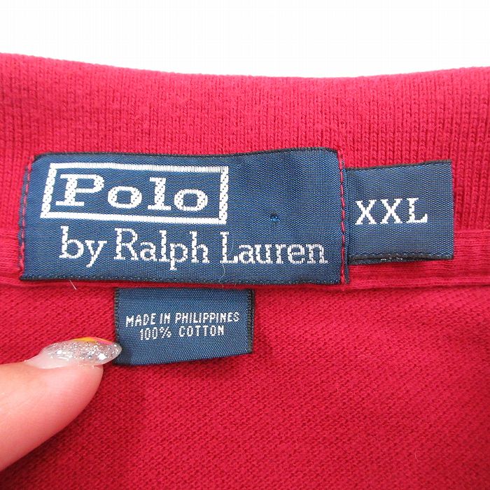 【中古】古着 ラルフローレン Ralph Lauren 90s ポロシャツ メンズ 半袖 赤 レッド...