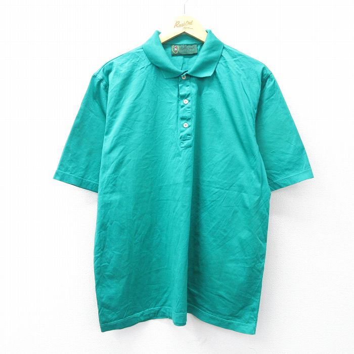 【中古】古着 90s ポロシャツ メンズ XLサイズ 緑 コットン イタリア製 ワンポイン...