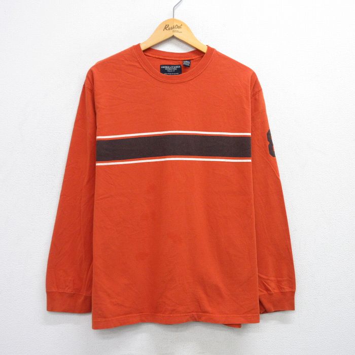 Other - 【中古】古着 アメリカンイーグル 長袖Tシャツ メンズ XLサイズ オレンジ コットン クルーネック アメカジ カジュアル ストリート きれいめ ヴィンテージ レトロ 25jul29