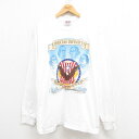 【中古】古着 長袖 ビンテージ ヴィンテージTシャツ メンズ 00年代 00s トーマスジェファーソン コットン クルーネック 丸首 USA製 アメリカ製 白 ホワイト XLサイズ 中古 | 春夏 春物 春服 秋冬 秋物 秋服 メンズファッション ロンT カットソー ロンティー ロン