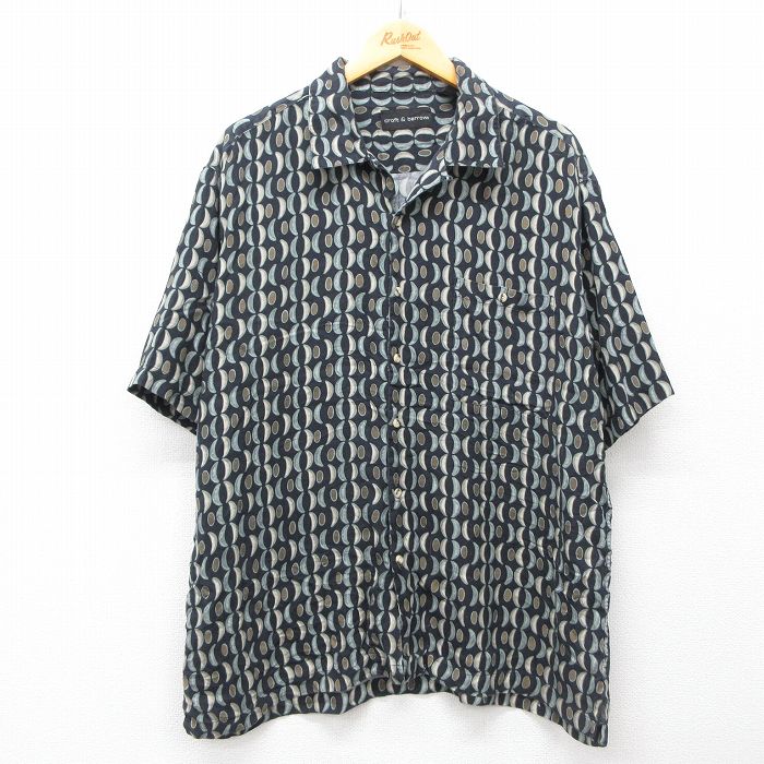 【中古】古着 半袖シャツ メンズ 総柄 シルク 開襟 オープンカラー 黒他 ブラック XLサイズ 中古 トップス | 春夏 春物 春服 夏物 夏服 カジュアルシャツ メンズファッション 半袖シャツ おしゃれ カジュアル(4)