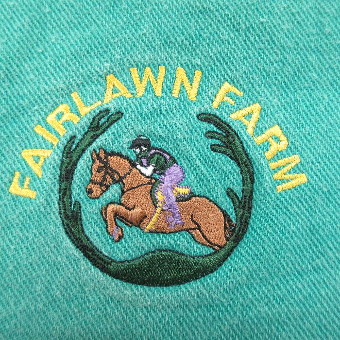 【中古】古着 WEK 長袖 トップス メンズ 90年代 90s 競馬 大きいサイズ 2L LL ビッグシルエット ゆったり ビッグサイズ オーバーサイズ 襟付き コットン USA製 アメリカ製 緑 グリーン XLサイズ 中古 スエット トレーナー | 春夏 春物 春服 秋冬 秋物 秋服 メンズ