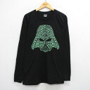 【中古】古着 長袖Tシャツ メンズ スターウォーズ STAR WARS ダースベイダー クローバー 大きいサイズ 2L LL ビッグシルエット ゆったり ビッグサイズ オーバーサイズ クルーネック 丸首 黒 ブラック XLサイズ 中古 | 春夏 春物 春服 秋冬 秋物 秋服 メンズファッ