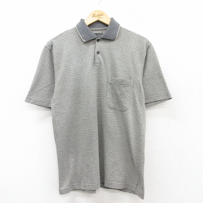 乐天商城 - 【中古】古着 バンヒューセン 半袖 ポロシャツ メンズ グレー他 チェック Mサイズ 中古 トップス | 春夏 春物 春服 夏物 夏服 カジュアルシャツ メンズファッション 半袖シャツ おしゃれ カジュアル