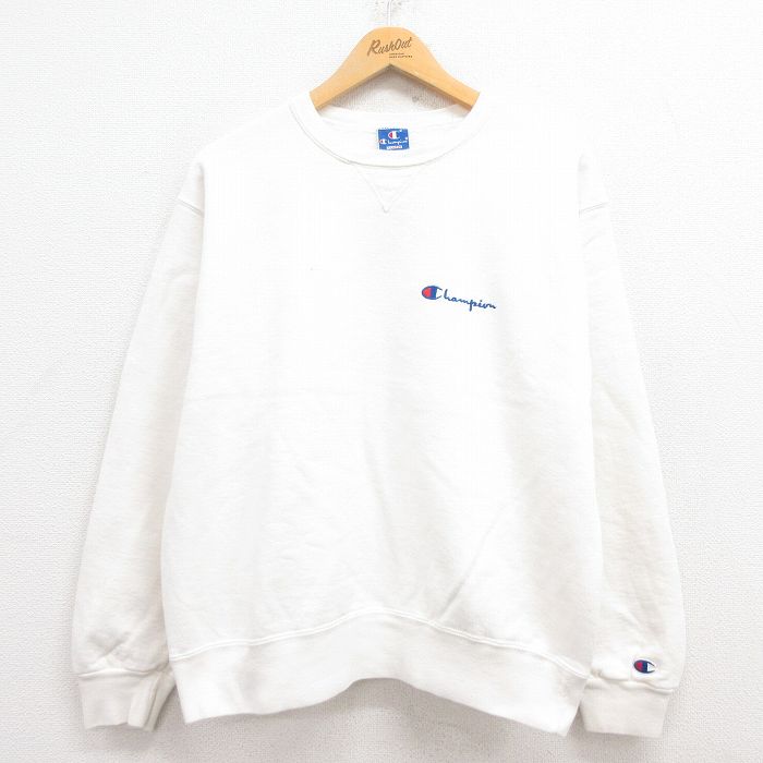 【中古】古着 チャンピオン Champion 長袖スウェット メンズ 90年代 90s ワンポイントロゴ クルーネック 丸首 USA製 アメリカ製 白 ホワイト Lサイズ 中古 スエット トレーナー トップス | 春夏 春物 春服 秋冬 秋物 秋服 メンズファッション カジュアル おしゃれのサムネイル
