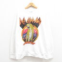 【中古】古着 長袖 ロック バンドスウェット メンズ デフレパード クルーネック 丸首 白 ホワイト 【spe】 Mサイズ 中古 スエット トレーナー トップス...