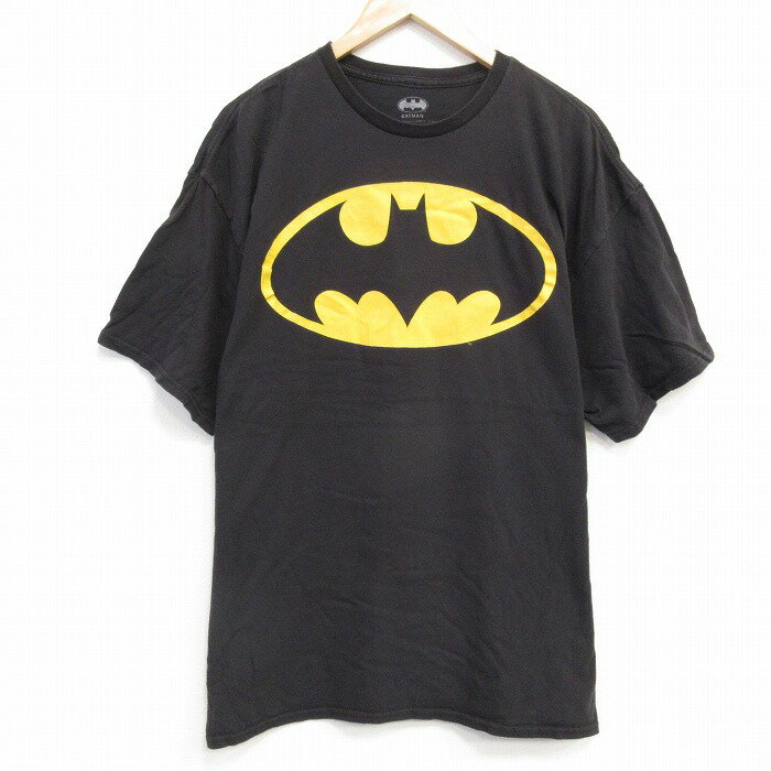 【中古】古着 半袖Tシャツ メンズDCコミックス バットマン BATMAN 大きいサイズ 2L LL ビッグシルエット ゆったり ビッグサイズ オーバーサイズ コットン クルーネック 丸首 黒 ブラック XLサイズ 中古 メンズ | 春夏 夏物 夏服 メンズファッション カットソー テ