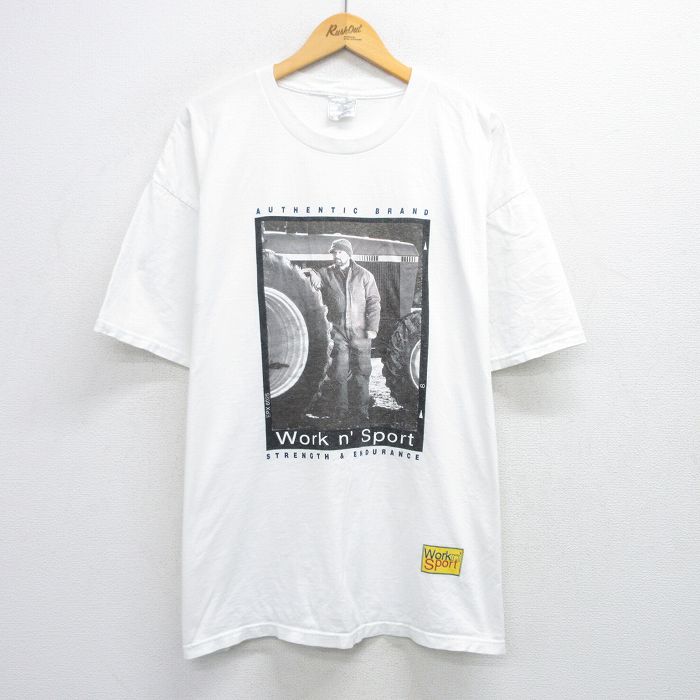 樂天商城 - 【中古】古着 半袖 ビンテージ ヴィンテージTシャツ メンズ 90年代 90s 男性 大きいサイズ 2L LL ビッグシルエット ゆったり ビッグサイズ オーバーサイズ コットン クルーネック 丸首 USA製 アメリカ製 白 ホワイト XLサイズ 中古 | 春夏 夏物 夏服 ヴィンテージ