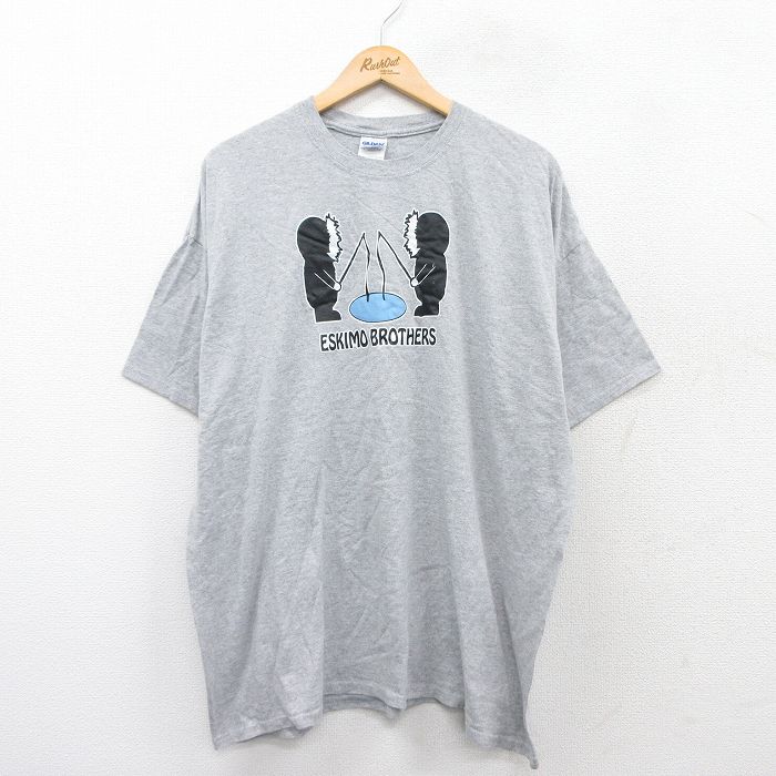 乐天商城 - 【中古】古着 00s ヴィンテージTシャツ メンズ XLサイズ グレー 霜降り 釣りプリント クルーネック 半袖 アメカジ ストリート カジュアル きれいめ ヴィンテージ 25jul31 5OF