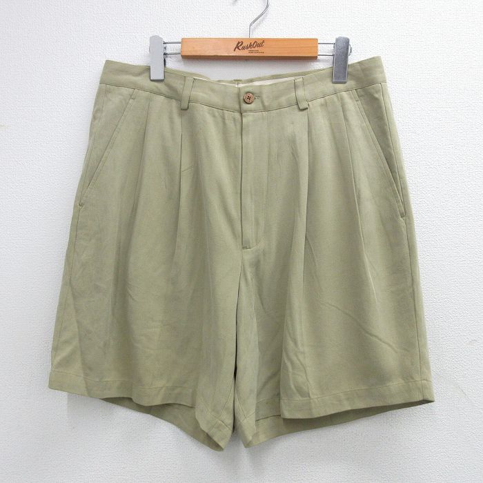 【中古】古着 ショートパンツ ショーツ メンズ シルク ベージュ系 カーキ W33 中古 ボトムス 短パン ショーパン ハーフ | 春夏 春物 春服 夏物 夏服 半ズボン カジュアル メンズファッション ファッション おしゃれ