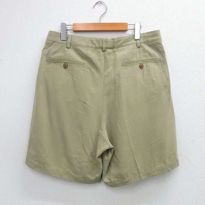 【中古】古着 ショートパンツ ショーツ メンズ シルク ベージュ系 カーキ W33 中古 ボトムス 短パン ショーパン ハーフ | 春夏 春物 春服 夏物 夏服 半ズボン カジュアル メンズファッション ファッション おしゃれ