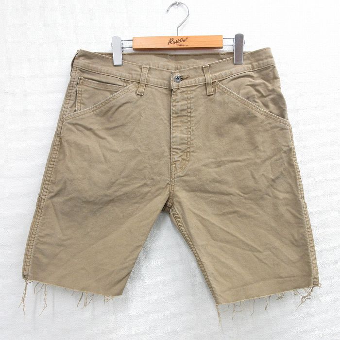 【中古】古着 リーバイス Levis 505 ショート ペインターパンツ ショーツ メンズ ベージュ カーキ W35 中古 ボトムス 短パン ショーパン 春夏 春物 春服 夏物 夏服 半ズボン カジュアル メンズファッション ファッション おしゃれ 5OF