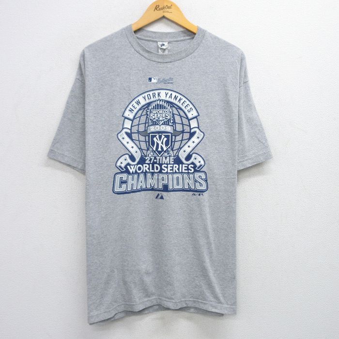 Rakuten - 【中古】古着 00s MLB ニューヨークヤンキース Tシャツ メンズ XLサイズ グレー 霜降り クルーネック ベースボール 野球 アメカジ ストリート カジュアル 25aug01