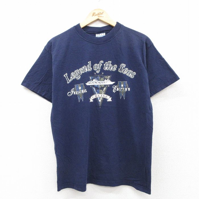 乐天商城 - 【中古】古着 半袖 ビンテージ ヴィンテージTシャツ メンズ 90年代 90s レジェンドオブザシーズ コットン クルーネック 丸首 USA製 アメリカ製 紺 ネイビー Mサイズ 中古 | 春夏 夏物 夏服 ヴィンテージTシャツ メンズファッション カットソー ティーシャツ ティ