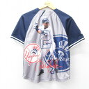 【中古】古着 マジェスティック 半袖シャツ キッズ ボーイズ 子供服 00年代 00s MLB ニューヨークヤンキース デレクジーター 2 ラグラン 紺 ネイビ...