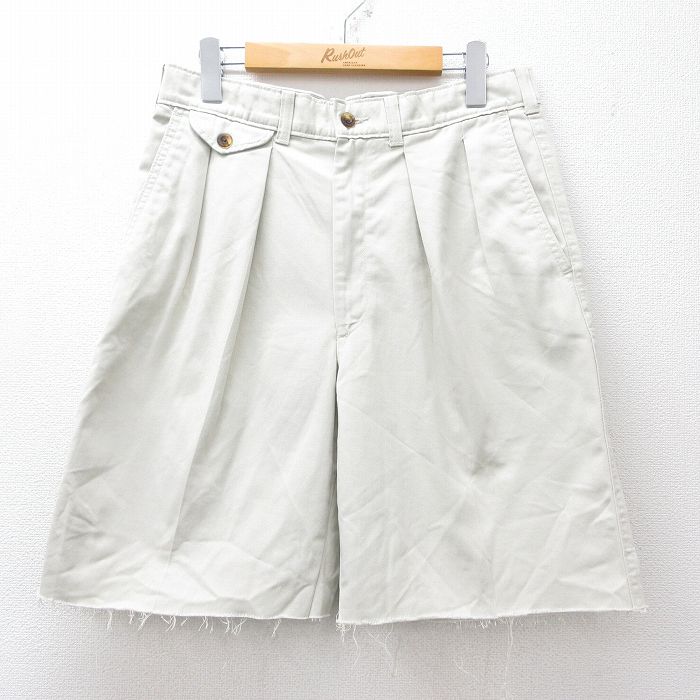 Cotton Pants - 【中古】古着 ショートパンツ メンズ W31 薄ベージュ カーキ コットン カジュアル ショーツ 半ズボン 夏 アメカジ ストリート 休日 デイリー 25aug04