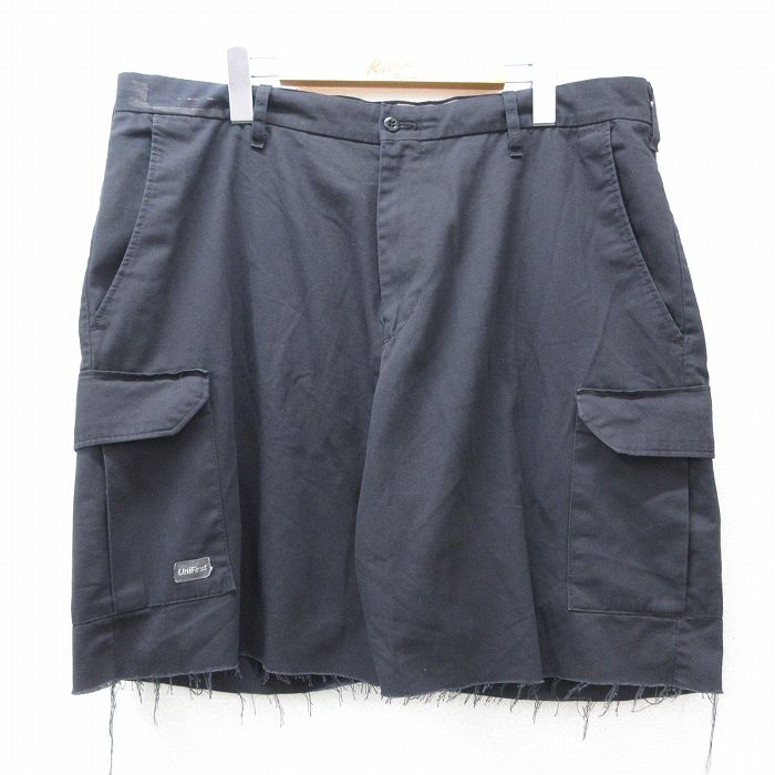 Cotton Pants - 【中古】古着 ショート ワーク カーゴパンツ メンズ W38 黒 ショーツ ハーフパンツ ミリタリー アメカジ ワークパンツ カジュアル 25aug04