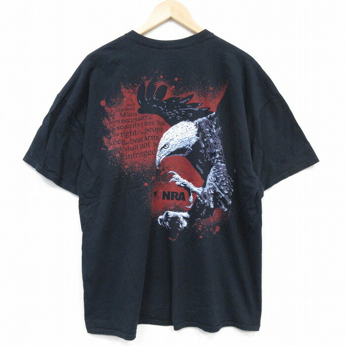 【中古】古着 半袖Tシャツ メンズ 鳥 大きいサイズ 2L LL ビッグシルエット ゆったり ビッグサイズ オーバーサイズ コットン クルーネック 丸首 黒 ブラック XLサイズ 中古 | 春夏 夏物 夏服 メンズファッション カットソー ティーシャツ ティシャツ メンズTシャ