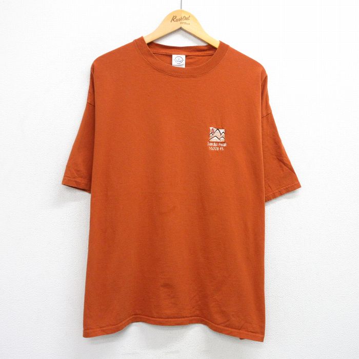 樂天商城 - 【中古】古着 半袖 ビンテージ ヴィンテージTシャツ メンズ 00年代 00s Sandia Peak コットン クルーネック 丸首 オレンジ系 XLサイズ 中古 | 春夏 夏物 夏服 ヴィンテージTシャツ メンズファッション カットソー ティーシャツ ティシャツ メンズTシャツ 半袖Tシ