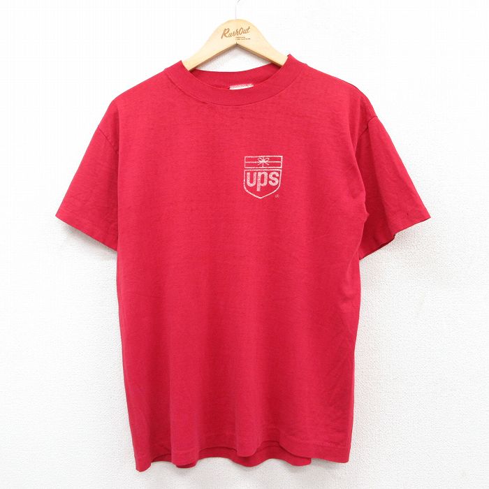 乐天商城 - 【中古】古着 半袖 ビンテージ ヴィンテージTシャツ メンズ 90年代 90s UPS コットン 赤 レッド XLサイズ 中古 | 春夏 夏物 夏服 ヴィンテージTシャツ メンズファッション カットソー ティーシャツ ティシャツ メンズTシャツ 半袖Tシャツ 半袖ティーシャツ カジュ
