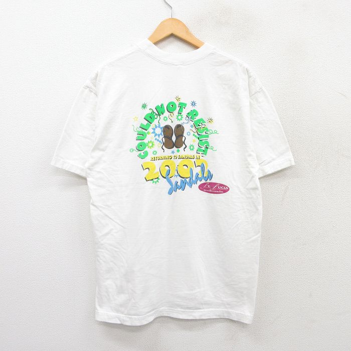 乐天商城 - 【中古】00s ビンテージTシャツ メンズ XL 白 コットン クルーネック 半袖 アメカジ ストリート カジュアル トップス ビッグシルエット 25aug04