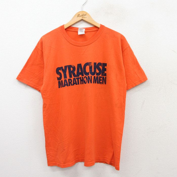 樂天商城 - 【中古】古着 半袖 ビンテージ ヴィンテージTシャツ メンズ 00年代 00s シラキュース コットン クルーネック 丸首 オレンジ Lサイズ 中古 | 春夏 夏物 夏服 ヴィンテージTシャツ メンズファッション カットソー ティーシャツ ティシャツ メンズTシャツ 半袖Tシャ