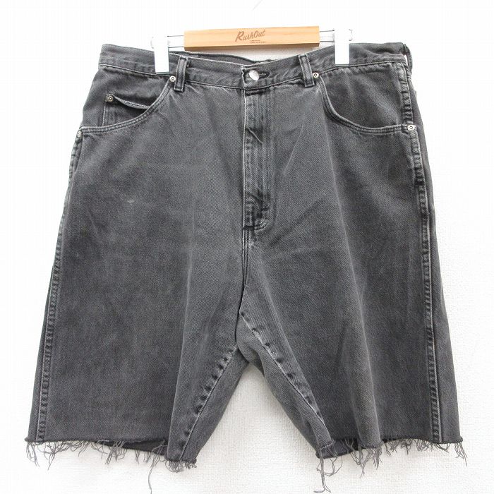 乐天商城 - 【中古】ラングラー Wrangler ショートパンツ メンズ W36 黒 デニム ショーツ コットン ヒゲ ビンテージ ワーク アメカジ カジュアル 25aug05 5OF