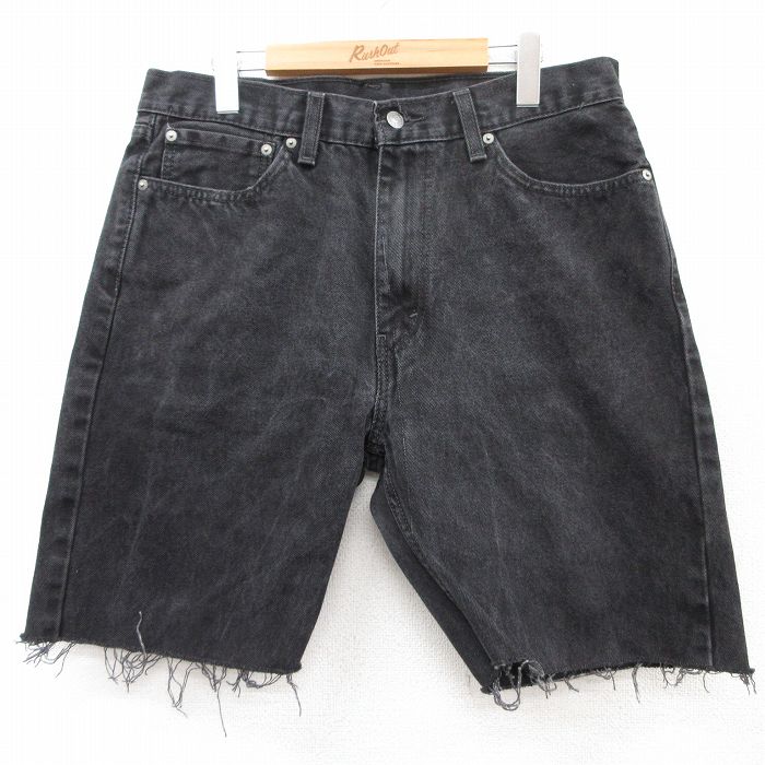 W36★古着 リーバイス Levis 505 ショート パンツ ショーツ メンズ ヒゲ コットン 黒 デニム &yen;&nbsp;2,900（税込） W36★古着 リーバイス Levis 505 ショート パンツ ショーツ メンズ コット...