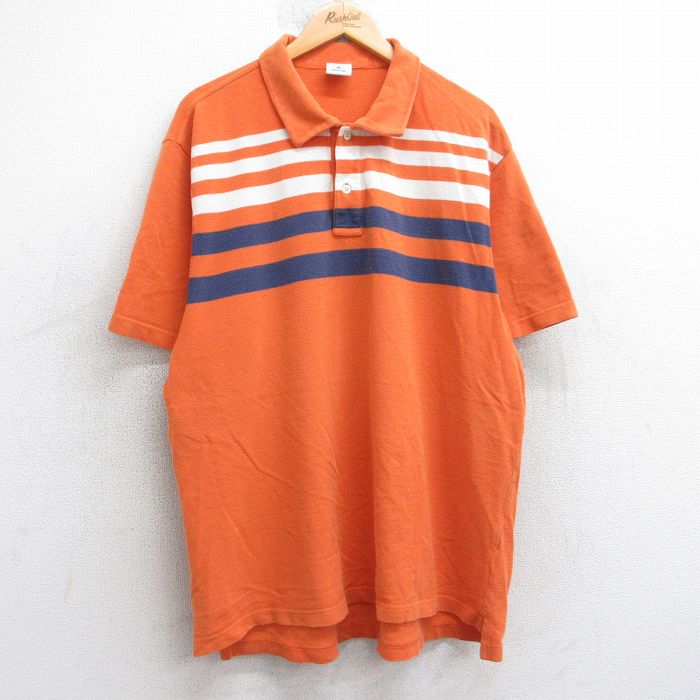 【中古】古着 オールドネイビー OLD NAVY 半袖 ブランド ポロシャツ メンズ 鹿の子 大きいサイズ 2L LL ビッグシルエット ゆったり ビッグサイズ オーバーサイズ コットン オレンジ他 XLサイズ 中古 トップス | 春夏 春物 春服 夏物 夏服 カジュアルシャツ メンズ