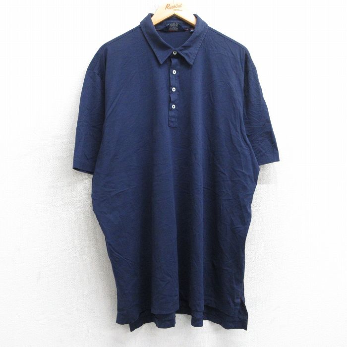 【中古】古着 ラルフローレン Ralph Lauren ポロゴルフ 半袖 ブランド ポロシャツ メンズ 90年代 90s 大きいサイズ 2L LL ビッグシルエット ゆったり ビッグサイズ オーバーサイズ コットン 紺 ネイビー XLサイズ 中古 トップス | 春夏 春物 春服 夏物 夏服 カジ 5OF