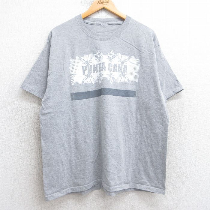【中古】古着 半袖 ビンテージ ヴィンテージTシャツ メンズ 00年代 00s プンタカナ ヤシの木 クルーネック 丸首 グレー 霜降り XLサイズ 中古 | 春夏 夏物 夏服 ヴィンテージTシャツ メンズファッション カットソー ティーシャツ ティシャツ メンズTシャツ 半袖T 5OF