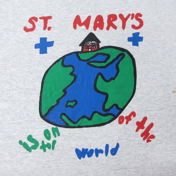 【中古】古着 ヘインズ Hanes 半袖 ビンテージ ヴィンテージTシャツ メンズ 90年代 90s 地球 大きいサイズ 2L LL ビッグシルエット ゆったり ビッグサイズ オーバーサイズ クルーネック 丸首 USA製 アメリカ製 薄グレー 霜降り 【spe】 XLサイズ 中古 | 春夏 夏物