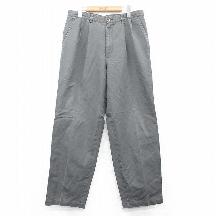 【中古】古着パンツ メンズ リネン グレー系 W34 中古 ボトムス ロング | 春夏 春物 春服 秋冬 秋物 秋服 長ズボン カジュアル メンズファッション ファッション おしゃれ