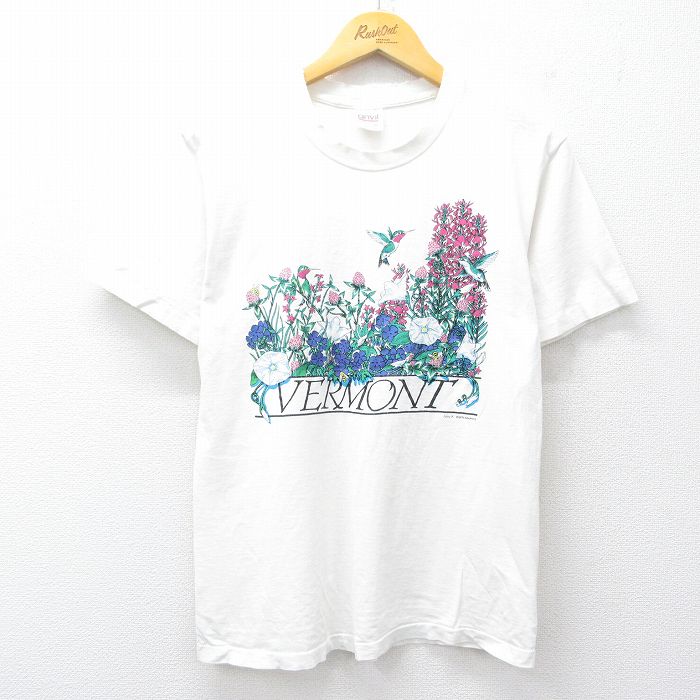 Other - 【中古】古着 半袖 ビンテージ ヴィンテージTシャツ メンズ 90年代 90s 花 バーモント コットン クルーネック 丸首 USA製 アメリカ製 白 ホワイト Mサイズ 中古 | 春夏 夏物 夏服 ヴィンテージTシャツ メンズファッション カットソー ティーシャツ ティシャツ メ