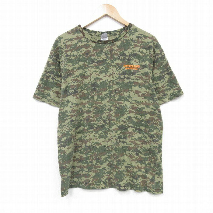 樂天商城 - 【中古】古着 半袖Tシャツ メンズ デジタルカモ コットン クルーネック 丸首 緑他 グリーン 迷彩 Lサイズ 中古 | 春夏 夏物 夏服 メンズファッション カットソー ティーシャツ ティシャツ メンズTシャツ 半袖Tシャツ 半袖ティーシャツ カジュアルTシャツ おしゃれ
